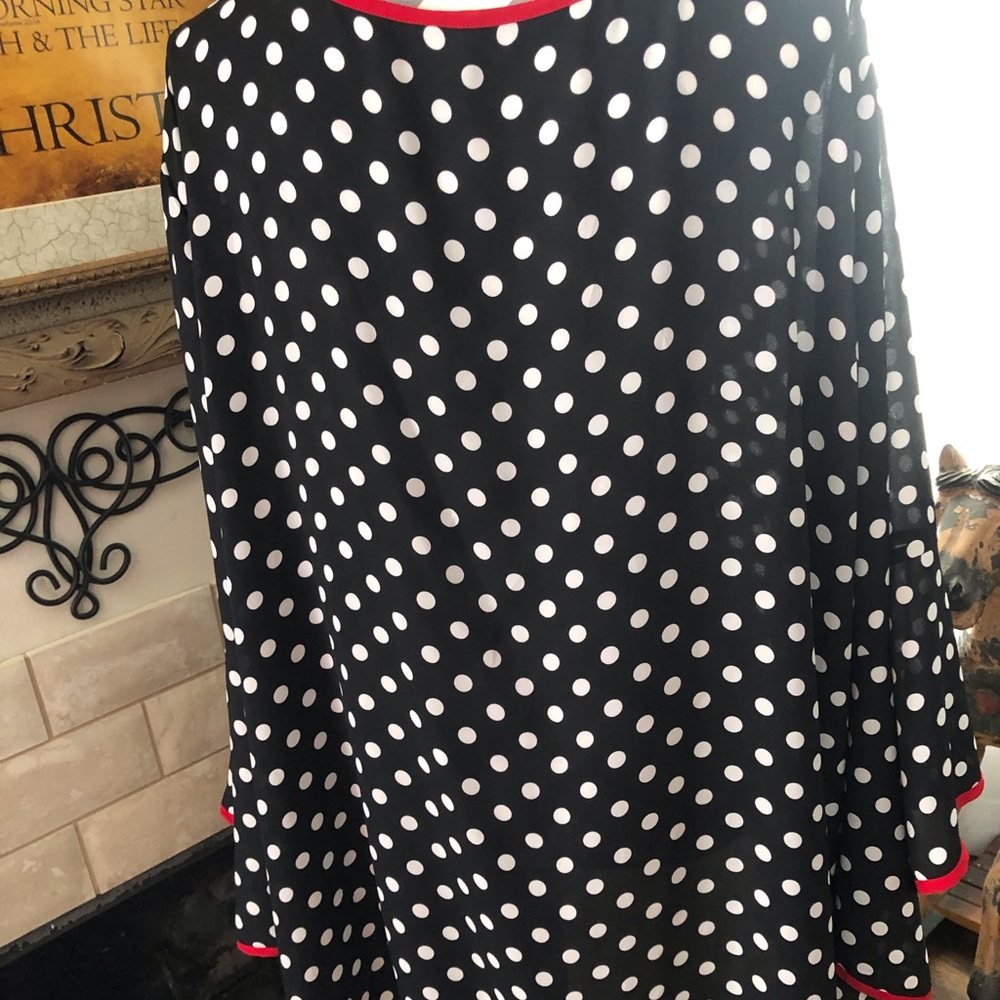 Black & White Polka Dot with Red Trim